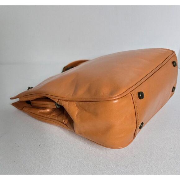 Hobo International Leather Crossbody Shoulder Bag BALL CLASP Orange Chain Strap - Picture 9 of 14